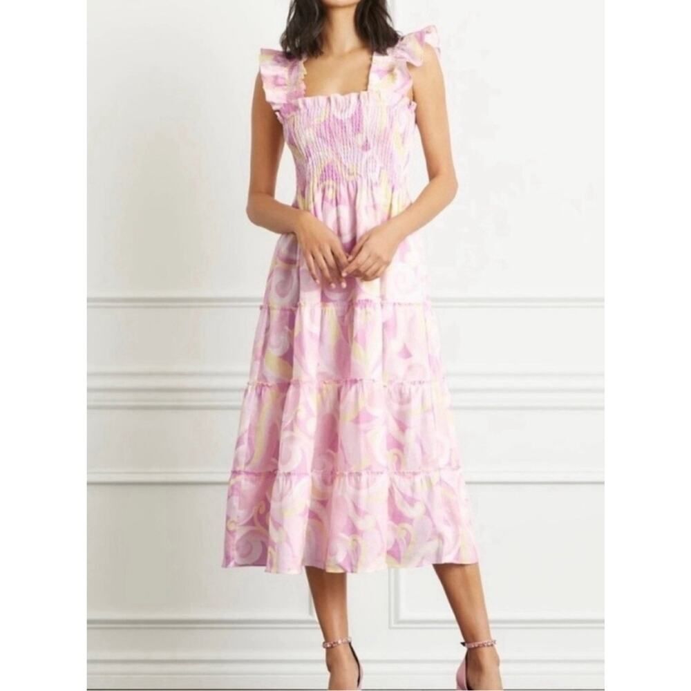 NWT Hill House Home Ellie Nap Dress Pink Kaleidoscope Linen Maxi Dress 2XL
